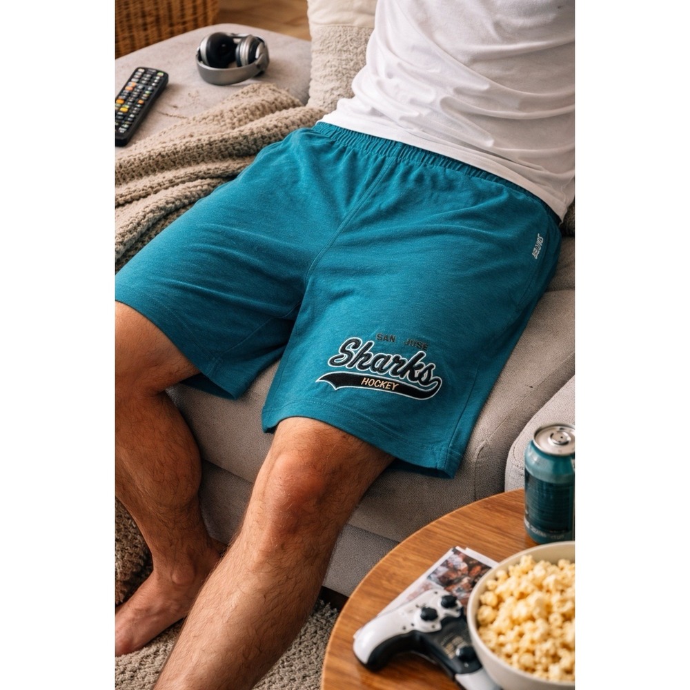 Vintage Starter San Jose Sharks NHL Teal Lounge Shorts M Hockey 90s READ